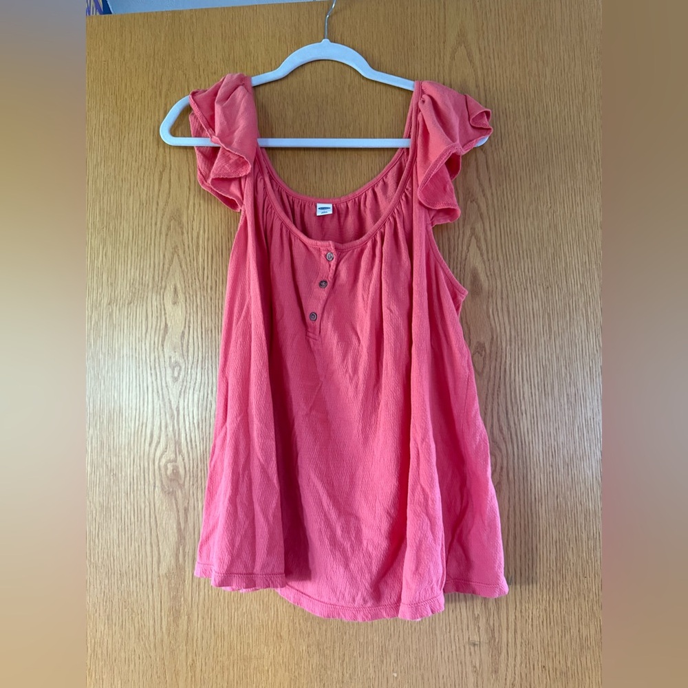 Old Navy Pink Ruffle Sleeve Tank Top